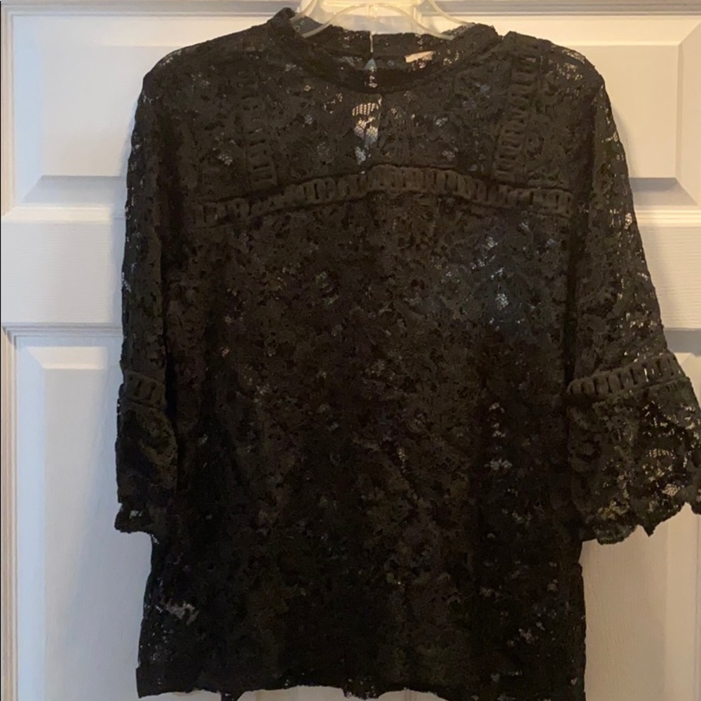 Black lace see through LOFT blouse